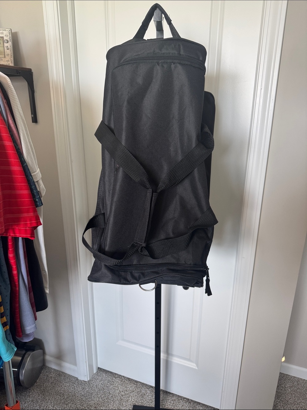 Black Travel Duffel Bag with Shoulder Straps
